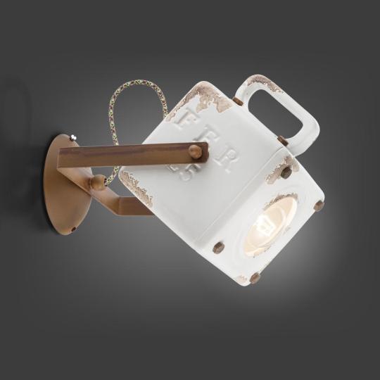 vintage feher keramia spotlampa design vilagitas fali spot lampa iranyithato lampa mediterran rusztikus kezzel festett procelan konyha haloszoba nappali folyoso ferroluce retro lameridiana.jpg